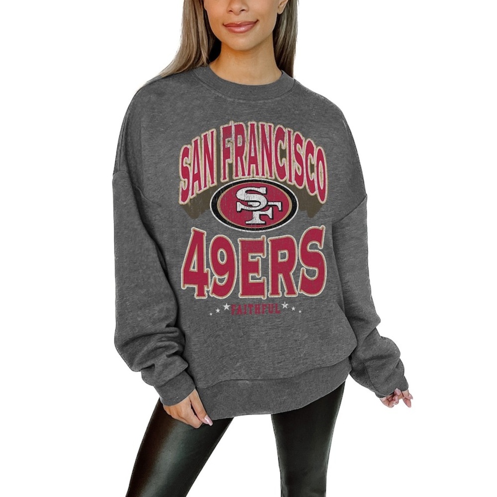 San Francisco 49ers Women's Premium Fleece Drop Shoulder Pullover Sweatshirt - Picture 1 of 5